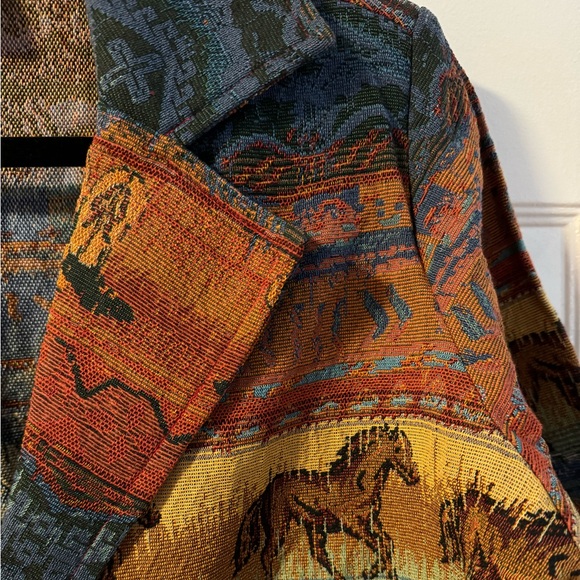 90s Horse Tapestry Western Cowgirl Equestrian Jacket Vintage Native Southwrstern - Picture 9 of 15
